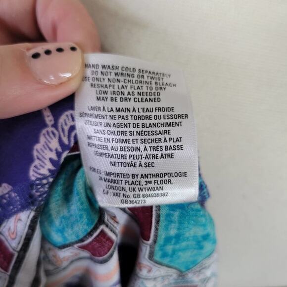 Anthropologie Akemi + Kin Lace Maite Floral Geometric Tunic Top Small - Picture 4 of 8